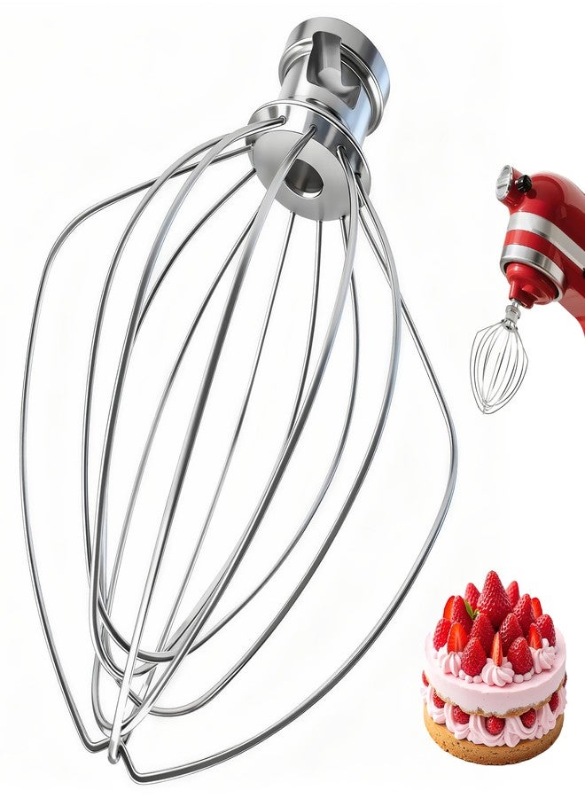 YIFOCUS Stainless Steel Wire Whip Attachment, Dishwasher Safe 6-Wire Whisk for KitchenAid 4.5-5 Qt Tilt-Head Stand Mixer, Whisk Attachment for Eggs, Cream & Frosting, Heavy Duty (Replacement K45WW) - Image 1